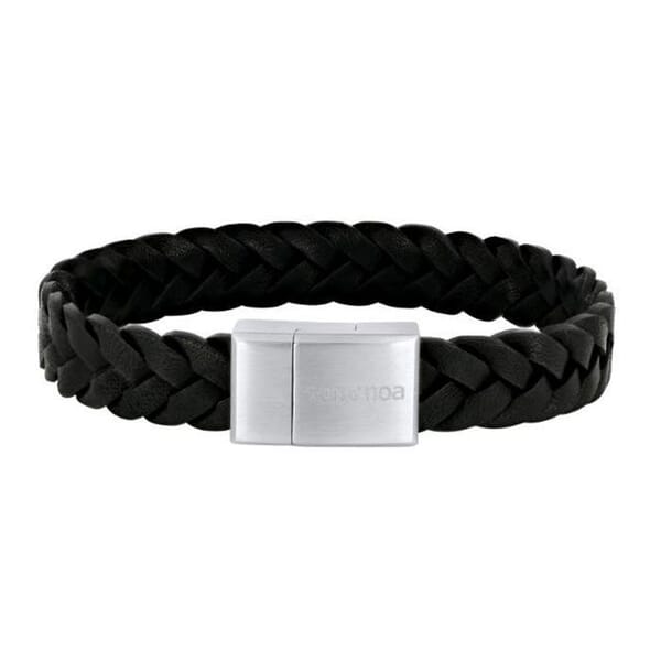 Herrearmbånd sort kalveskinn, 23 cm. SON of NOA - 80970269123